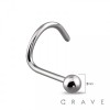 PLAIN BALL TOP SURGICAL STEEL NOSE SCREW (FISH HOOK) PLAIN BALL TOP SURGICAL STEEL NOSE SCREW (FISH HOOK)